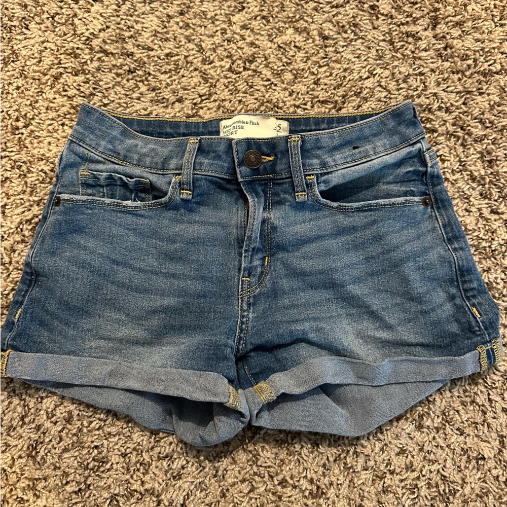 Abercrombie & Fitch Blue Jean Shorts Cuffed Hem